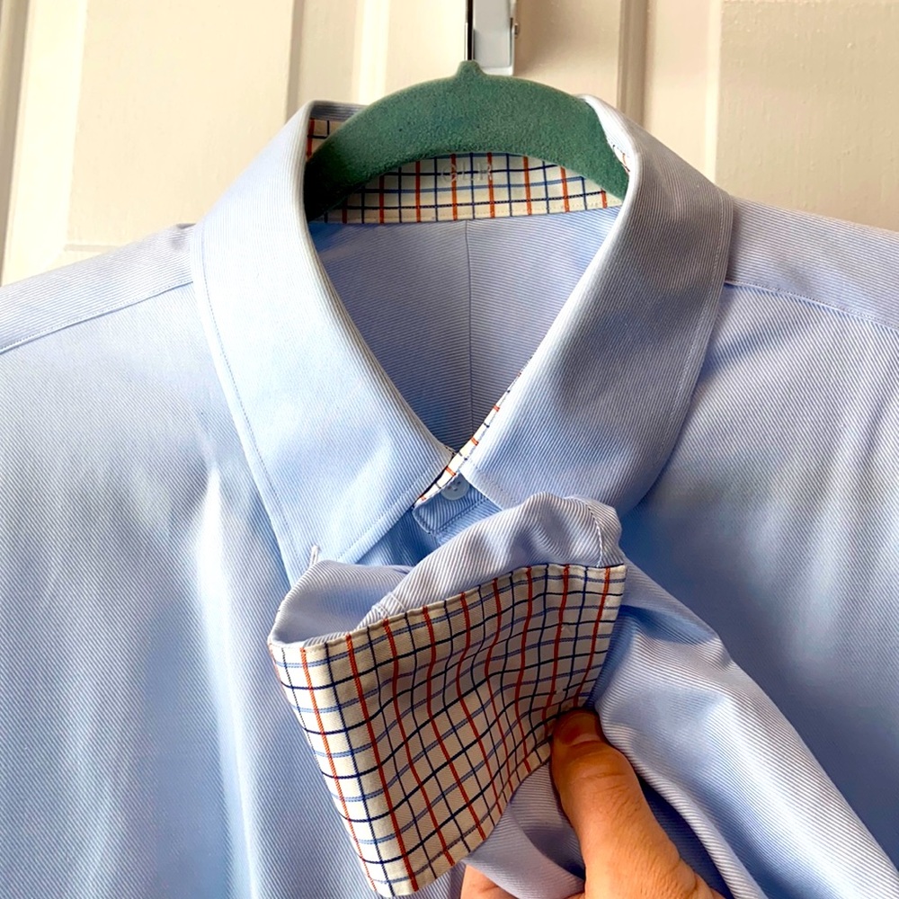 Blue Button Down w Contrast Fabric